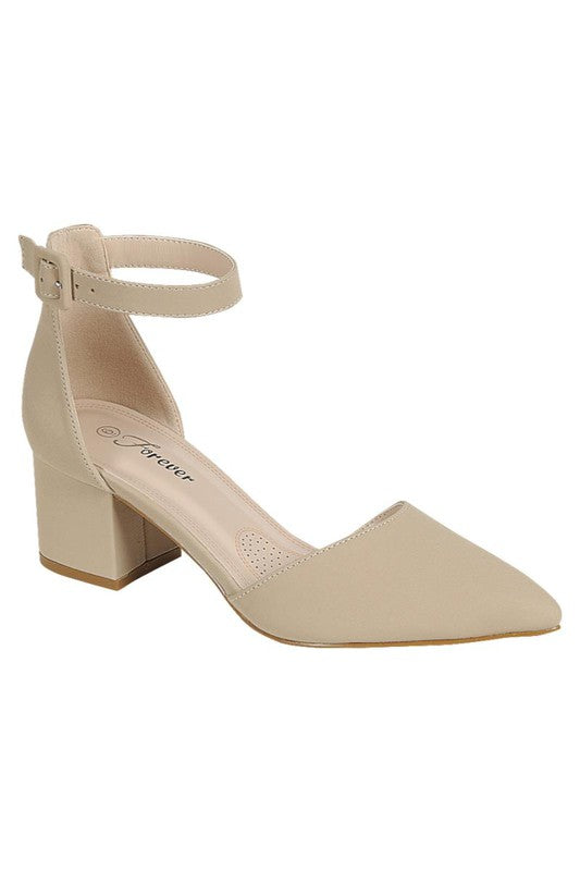 Closed Toe Block Heel with Buckle Ankle Strap