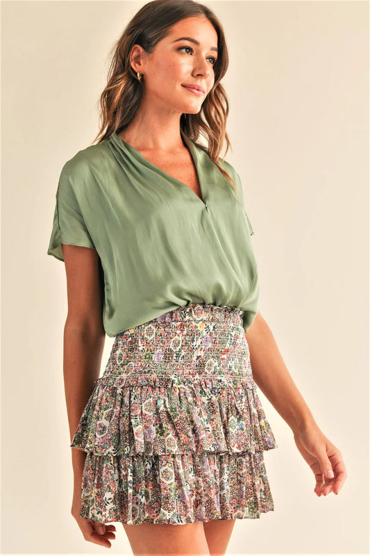 Short Sleeve V Neck Bodysuit