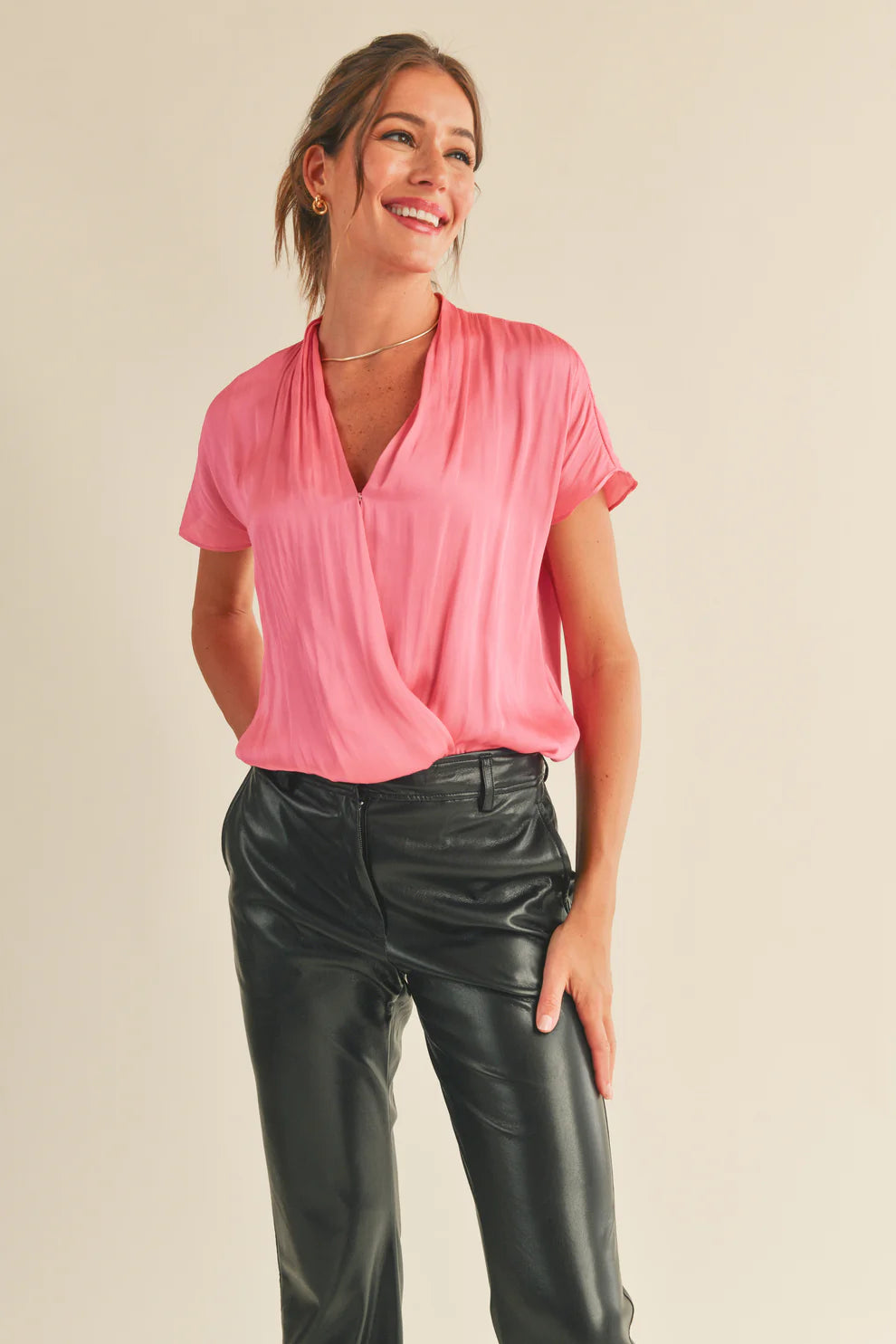 Short Sleeve V Neck Bodysuit