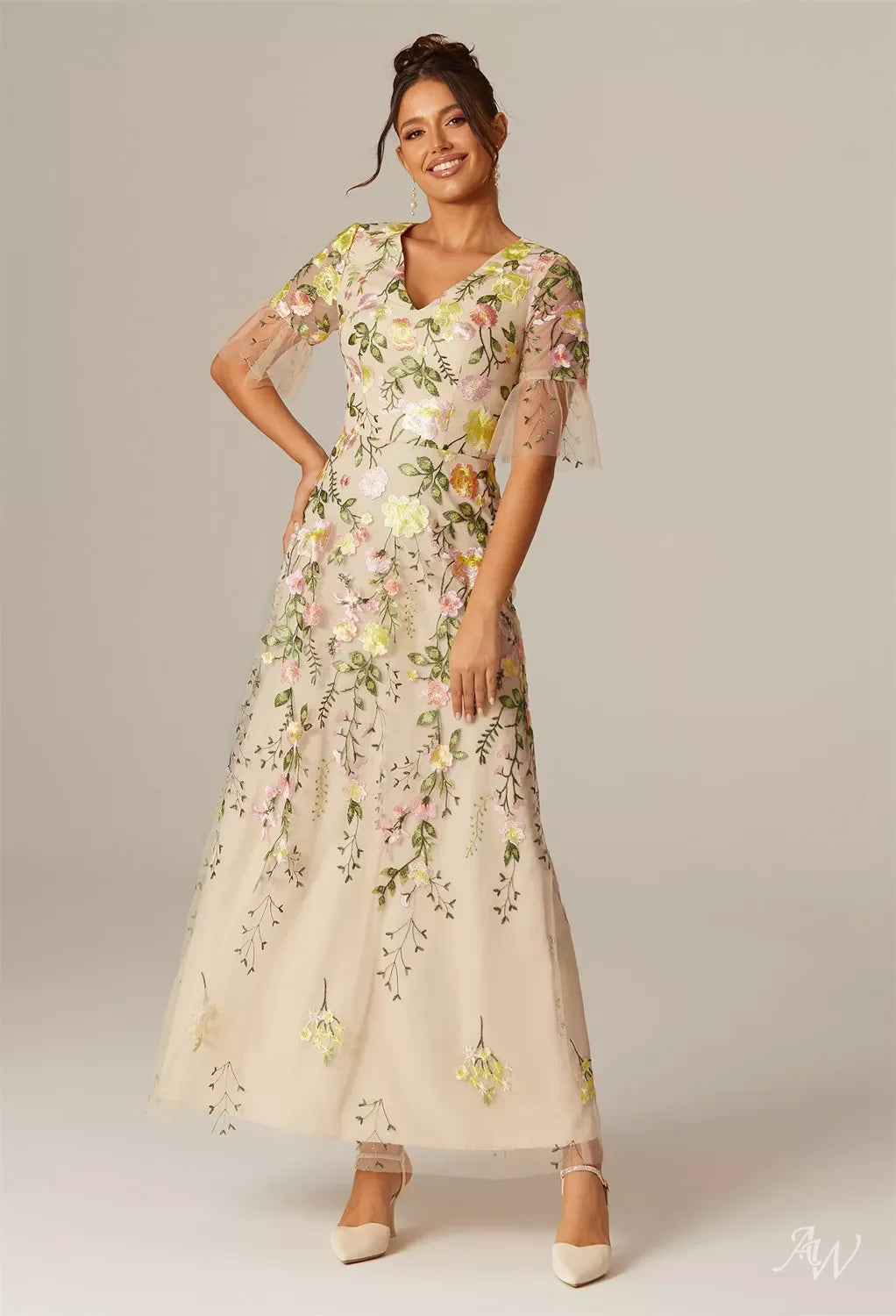 Embroidered Chiffon Formal Dress