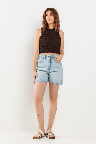 High Rise 90's Vintage Denim Shorts with Distressing and Frayed Hem