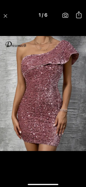 One Shoulder Sequins Over Velvet Fitted Mini Dress
