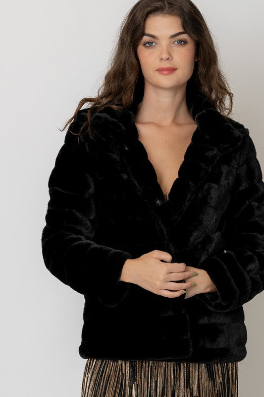 Long Sleeve Faux Fur Jacket