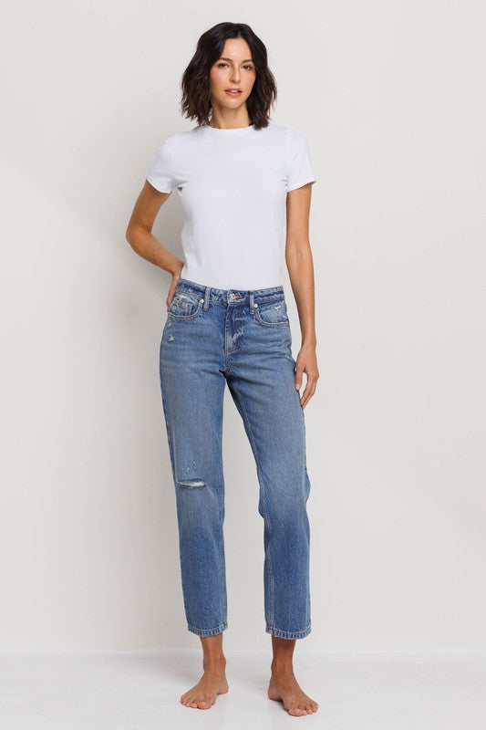 Medium Vintage Mid Rise Slim Straight Jeans