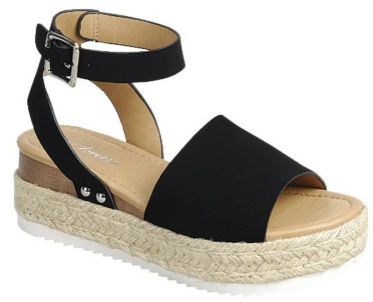 Ankle Strap Espadrille Mid High Platform Dressy Heel Sandal