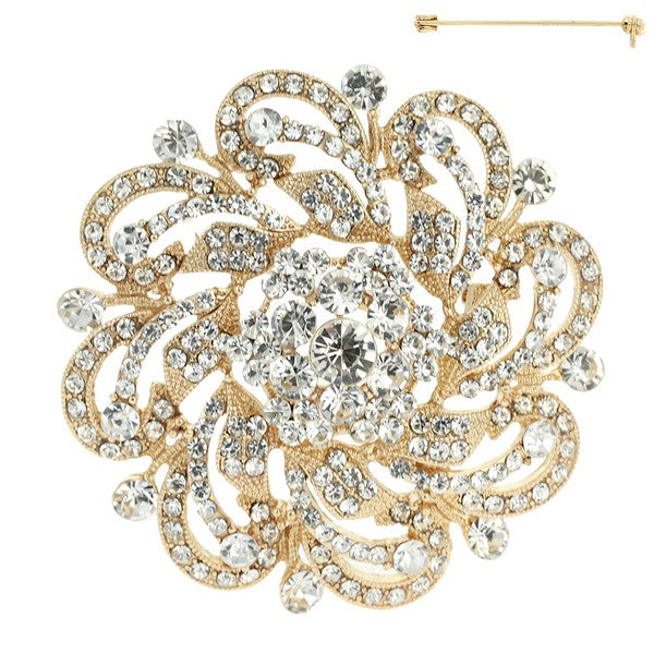 METAL CASTING STONE CLUSTER BROOCH