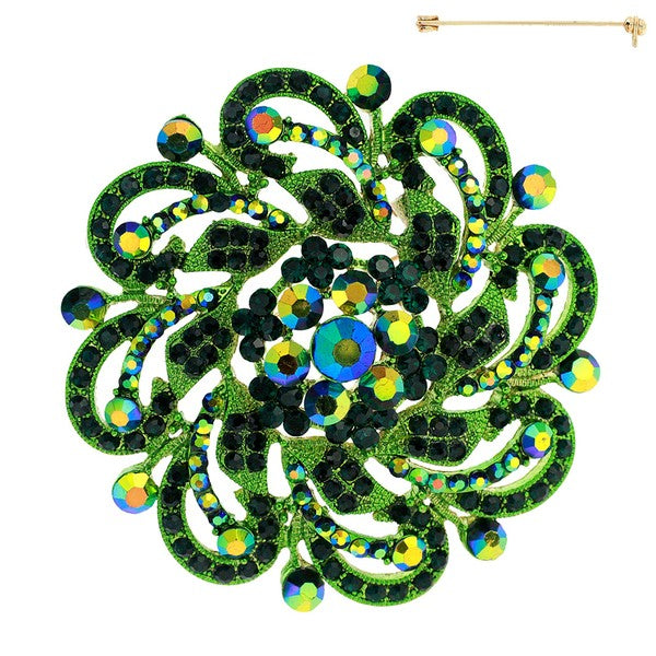 METAL CASTING STONE CLUSTER BROOCH