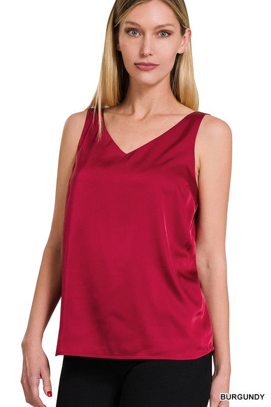 Satin Charmeuse V-Neck Cami Top