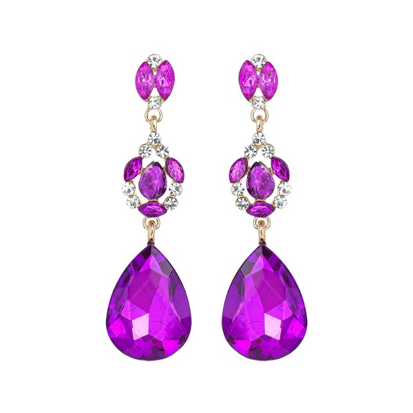 3-TIER CRYSTAL RHINESTONE TEARDROP DANGLE AND DROP EARRINGS
