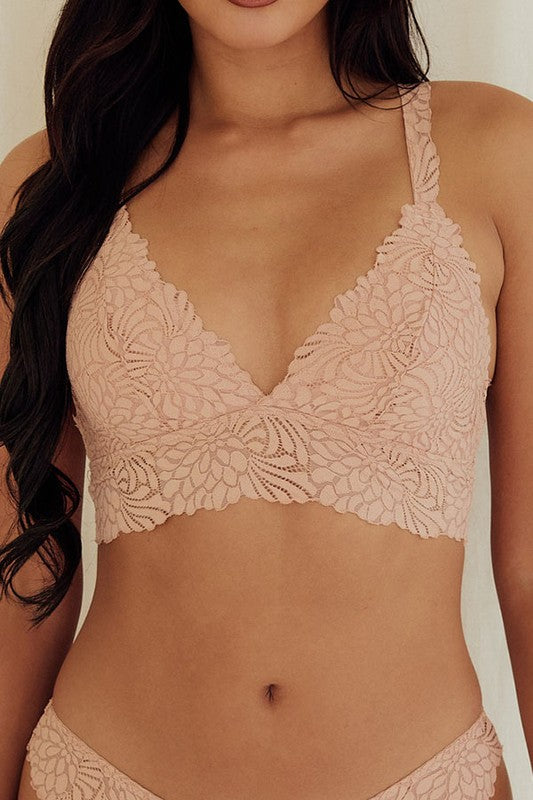 Floral Lace Wire Free Comfort Bralette with Removable Pads