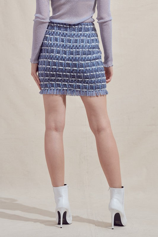 Raw Hem Tweed Mini Skirt