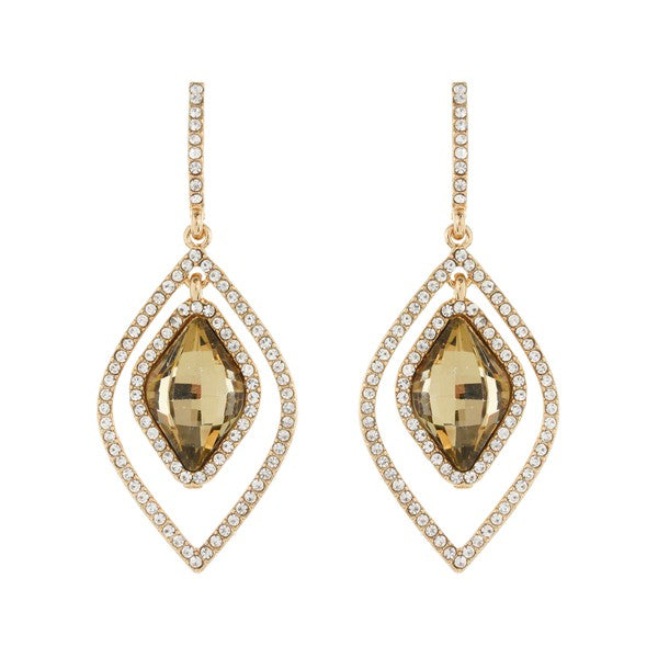 2-TIER CRYSTAL RHINESTONE PAVE DOUBLE OPEN TEARDROP EARRINGS