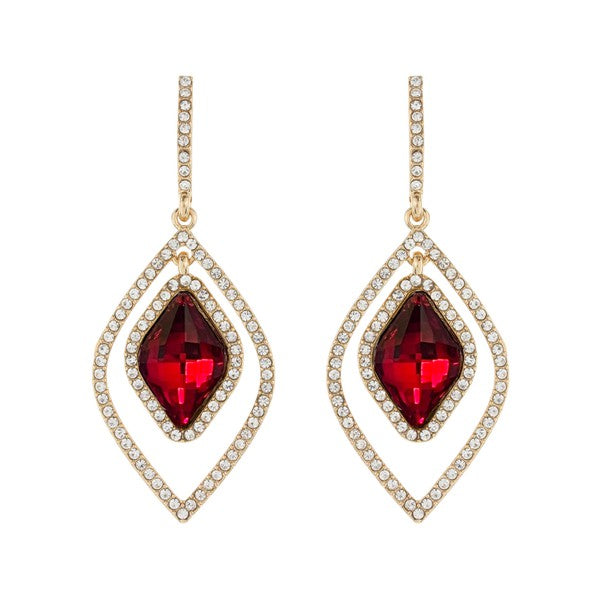 2-TIER CRYSTAL RHINESTONE PAVE DOUBLE OPEN TEARDROP EARRINGS