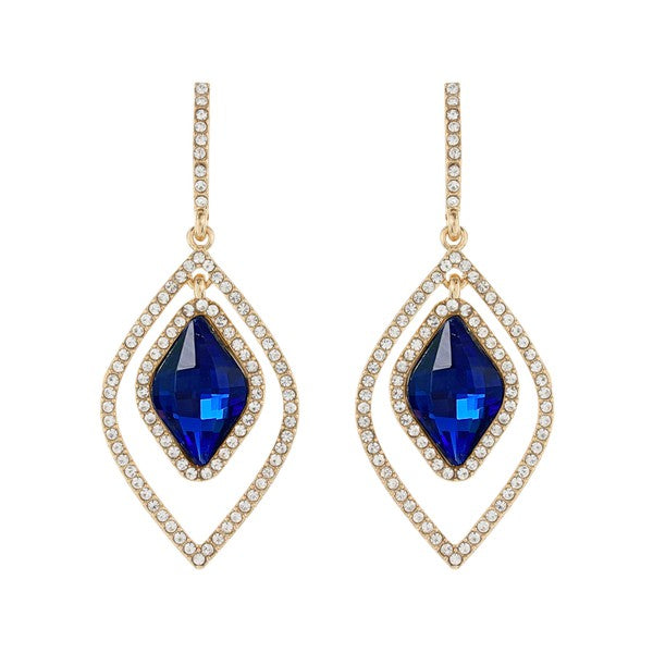 2-TIER CRYSTAL RHINESTONE PAVE DOUBLE OPEN TEARDROP EARRINGS