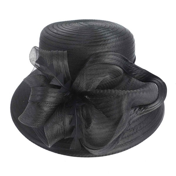 DOWN BRIM FLORAL DRESSY BRAID HAT