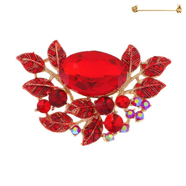Crystal Rhinestone Pave Vine Cluster Brooch Pin