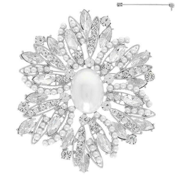 Crystal Rhinestone Vine Cluster Brooch Pin