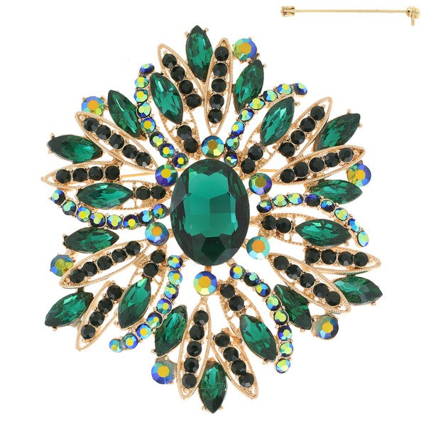 Crystal Rhinestone Vine Cluster Brooch Pin