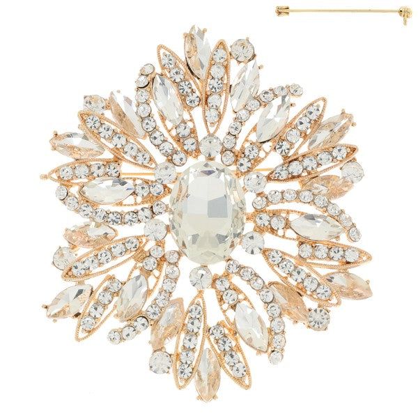 Crystal Rhinestone Vine Cluster Brooch Pin