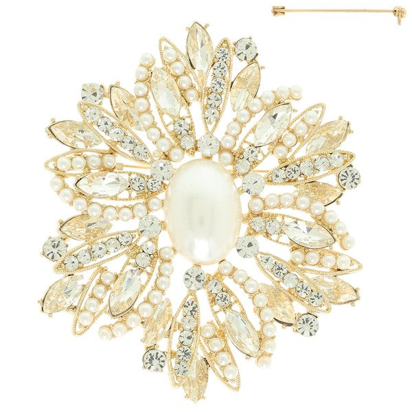 Crystal Rhinestone Vine Cluster Brooch Pin