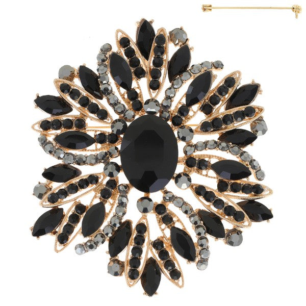 Crystal Rhinestone Vine Cluster Brooch Pin