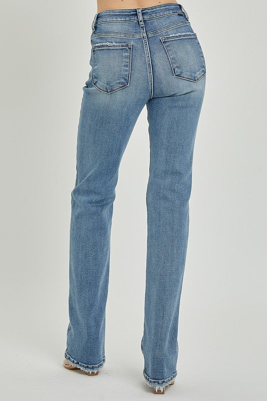 Mid Rise Long Straight Leg Jeans