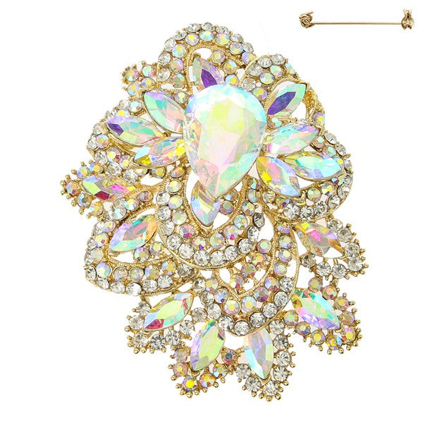 Crystal Rhinestone Baroque Cluster Brooch Pin