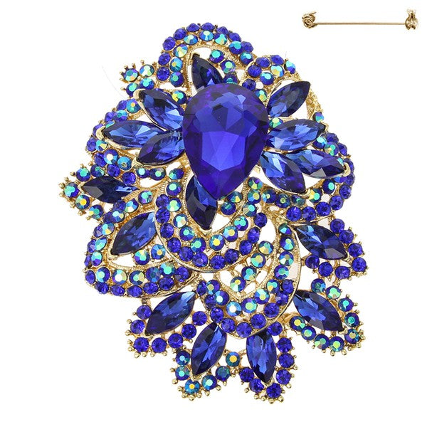 Crystal Rhinestone Baroque Cluster Brooch Pin