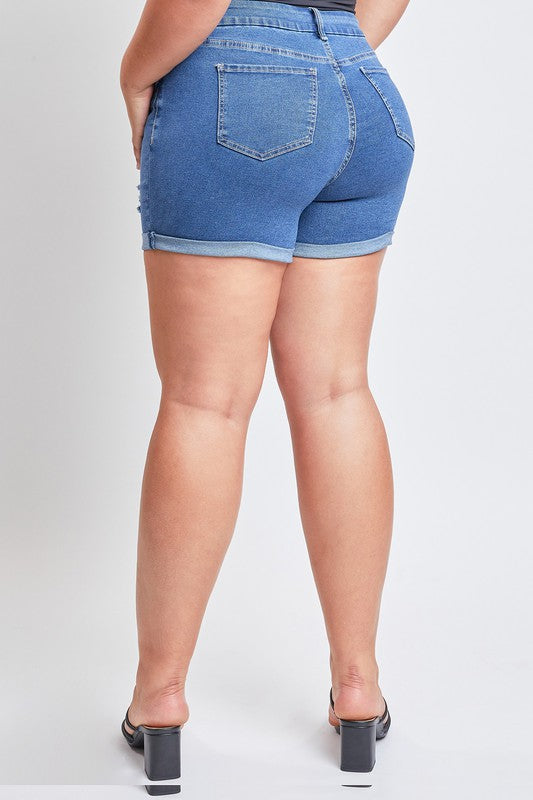 Curvy Ultra High Rise Cuffed Denim Shorts