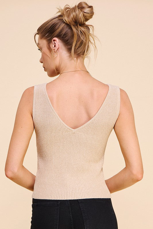 Sleeveless V Neck Tank Top