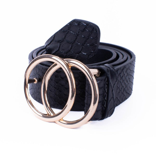 Crocodile Double Circle Buckle Belt