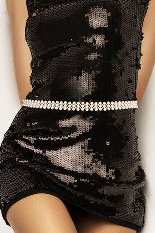 Pearl and Rhinestone Wedding Ribbon Belt