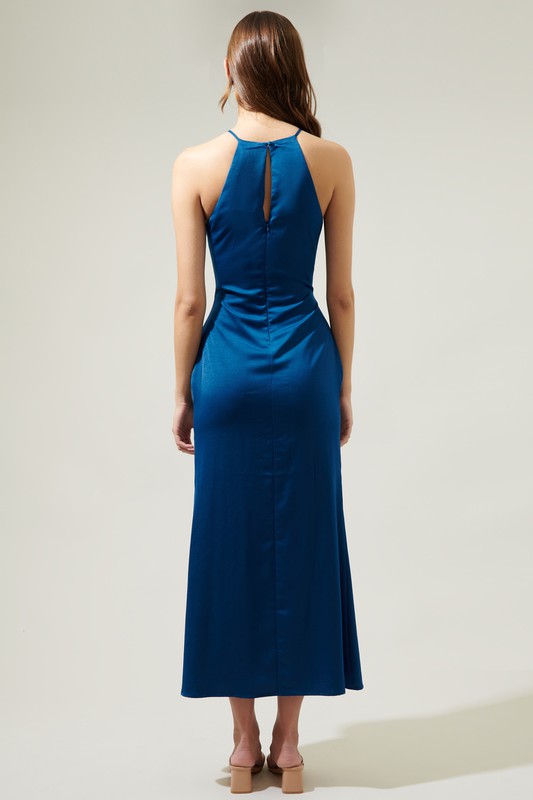 Strapless Halter Maxi Dress with Side Slit
