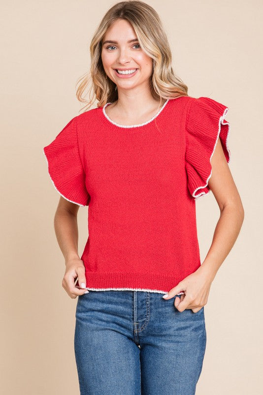 Short Sleeve Solid Knit Top