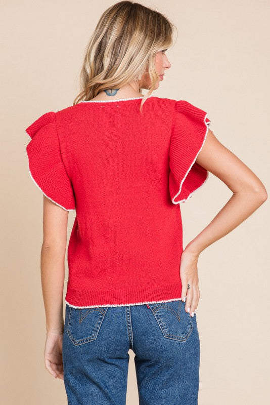 Short Sleeve Solid Knit Top