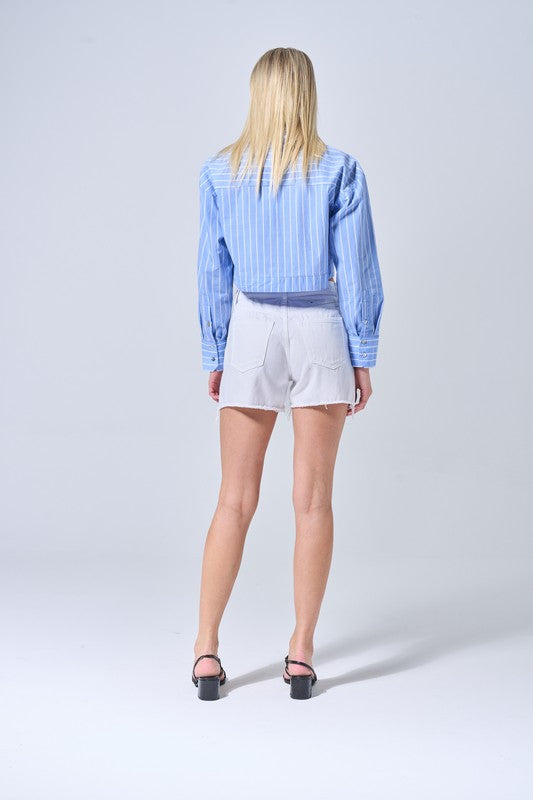 High Rise Tomboy Shorts with Distressing