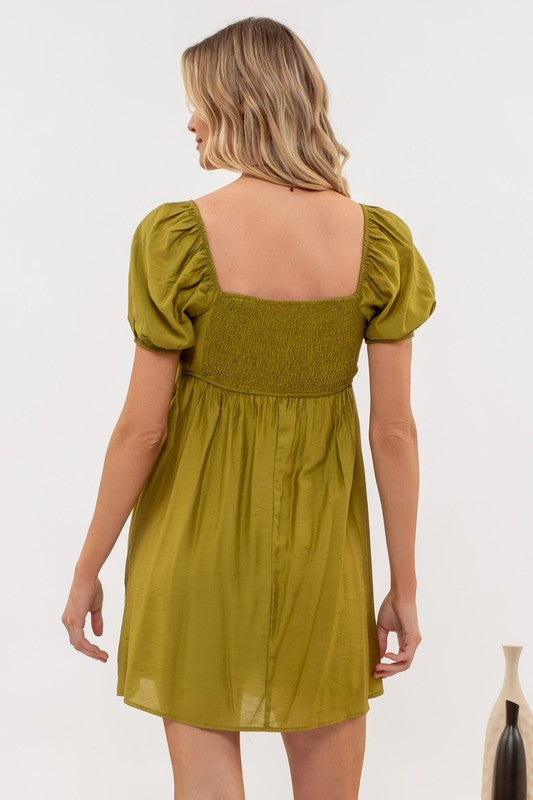 Short Puff Sleeve Mini Dress
