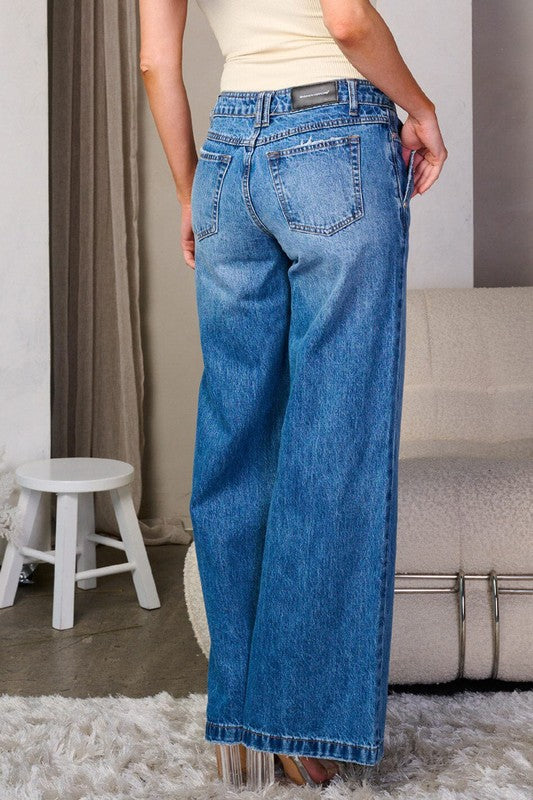 High Rise Wide Leg Denim Jeans