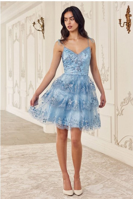 Tie Spaghetti Strap A-Line Mini Dress