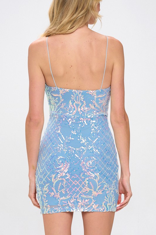 Spaghetti Strap V Neck Bodycon Mini Dress