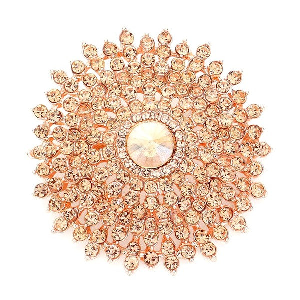 - A stunning sunflower brooch made with crystal rhinestones and cast in a beautiful design, perfect for accessorizing any outfit.