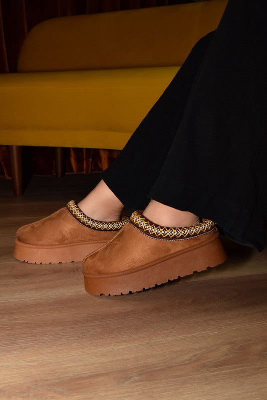 UGG INSPIRED SLIP-ON FAUX-FUR DETAILING WITH PLATFORM SOLE