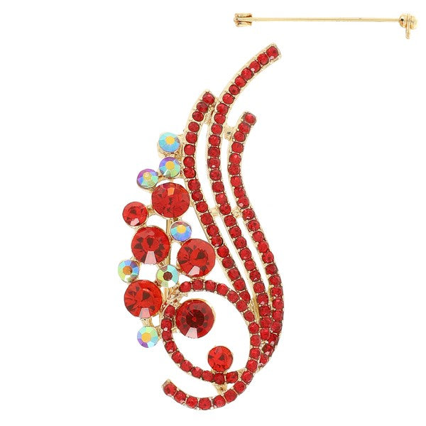 Floral Jeweled Wing Brooch Pin