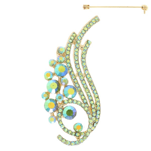 Floral Jeweled Wing Brooch Pin