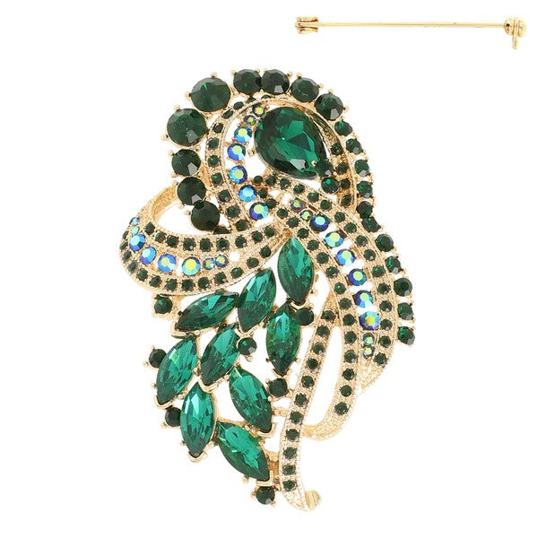 Beautiful Floral Crystal Cluster Brooch Pin