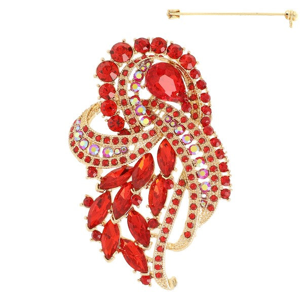 Beautiful Floral Crystal Cluster Brooch Pin