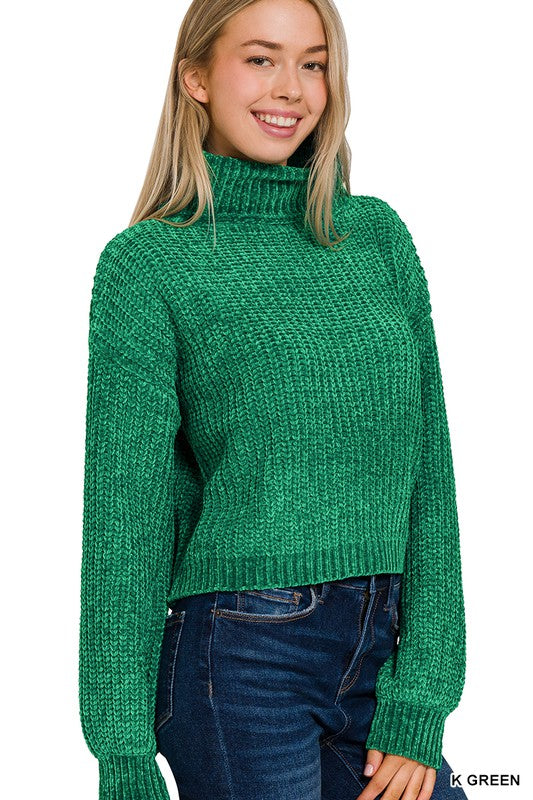 Long Sleeve Chenille Turtleneck Sweater