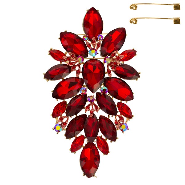 Floral Geo Shaped Jeweled Cluster Brooch Pin