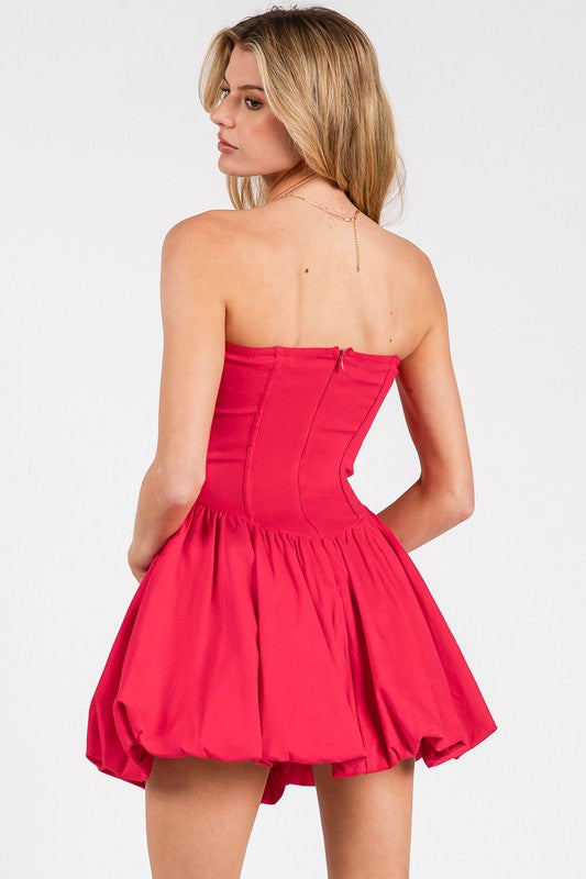 Strapless Bubble Hem Mini Dress