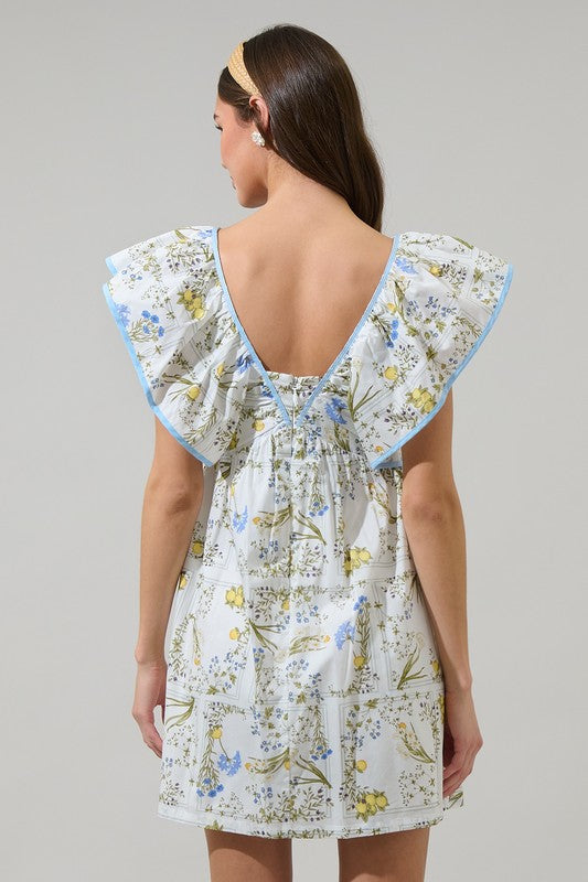 Dramatic Sleeveless Mini Babydoll Floral Dress